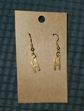 7/$10 H Initial Earrings, NEW